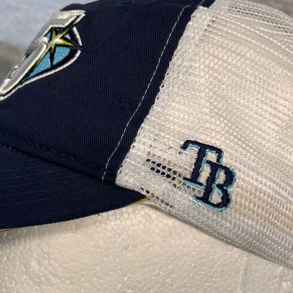 Tampa Bay Rays 25th Anniversary Trucker Hat Navy Blue White Snapback Melonwear
